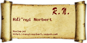 Rényi Norbert névjegykártya