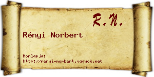 Rényi Norbert névjegykártya